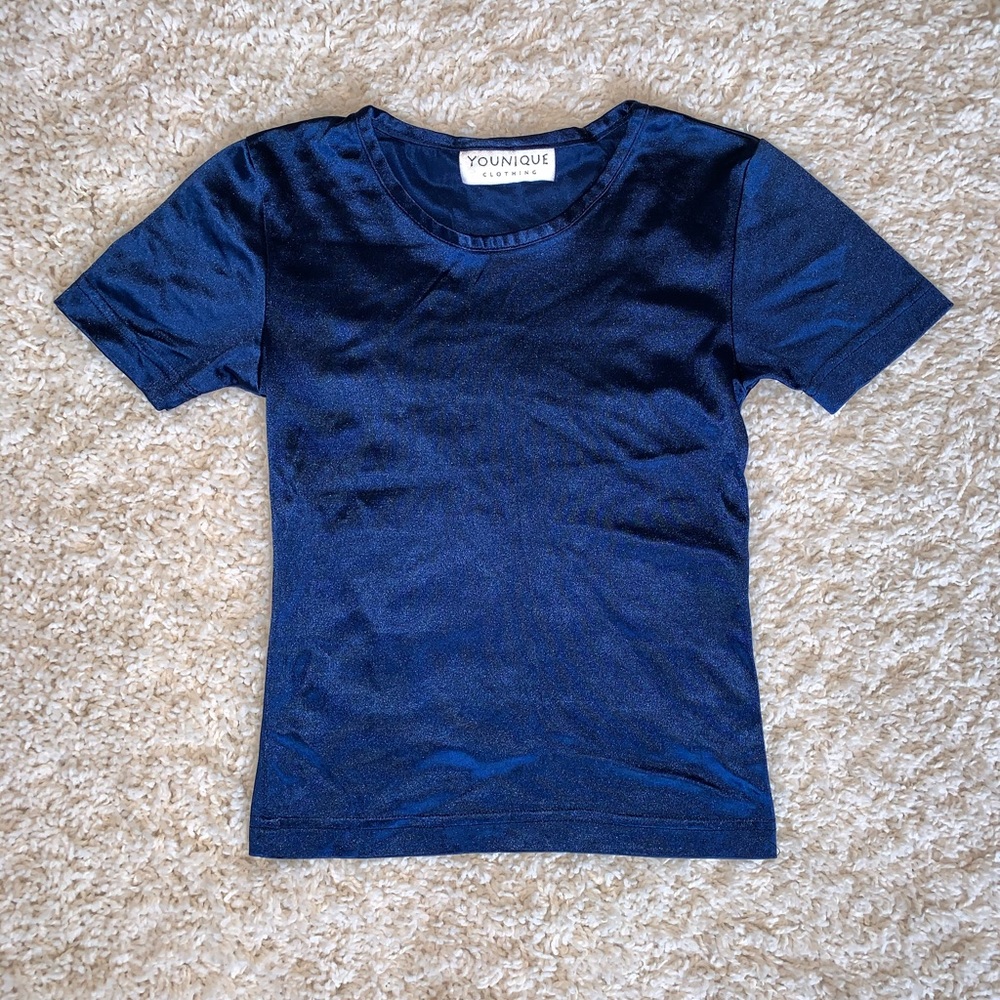 90’s Navy Blue satin shirt